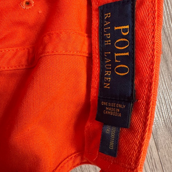 Ralph Lauren Vibrant Orange Polo Cap with Army Green Horse - Picture 7 of 7